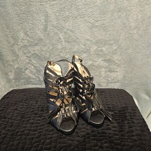 Charlotte Russe Black Lace-Up Strappy High Heel Sandals STILLETTO